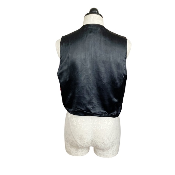 Vintage Jou Jou Embellished Silk Ribbon Plaid Button Ornate Vest - Picture 4 of 9